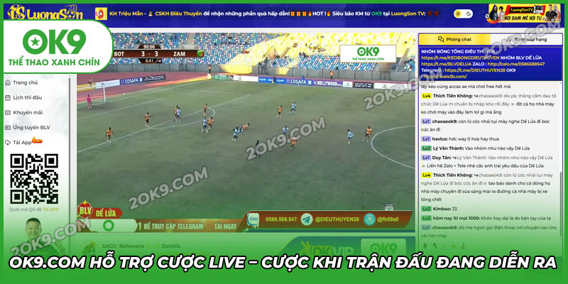 OK9.COM hỗ trợ cược live khi trận đấu đang diễn ra
